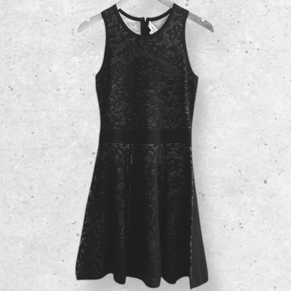 NWT Milly Black Merino Wool Knit Fit & Flare Dress Medium Retail $295
